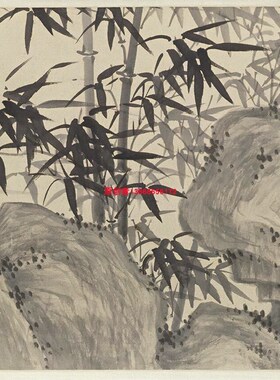 明夏昶湘江风雨图卷名家水墨竹子山水国画高清微喷复制装饰画临摹