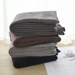 加绒打底裤女秋冬外穿加厚踩脚薄绒健美裤灰色高腰脚蹬保暖裤棉裤