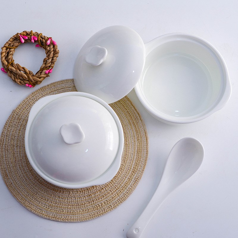 骨瓷双耳炖盅带盖汤碗炖罐隔水盅小号燕窝汤煲炖汤陶瓷支持定制