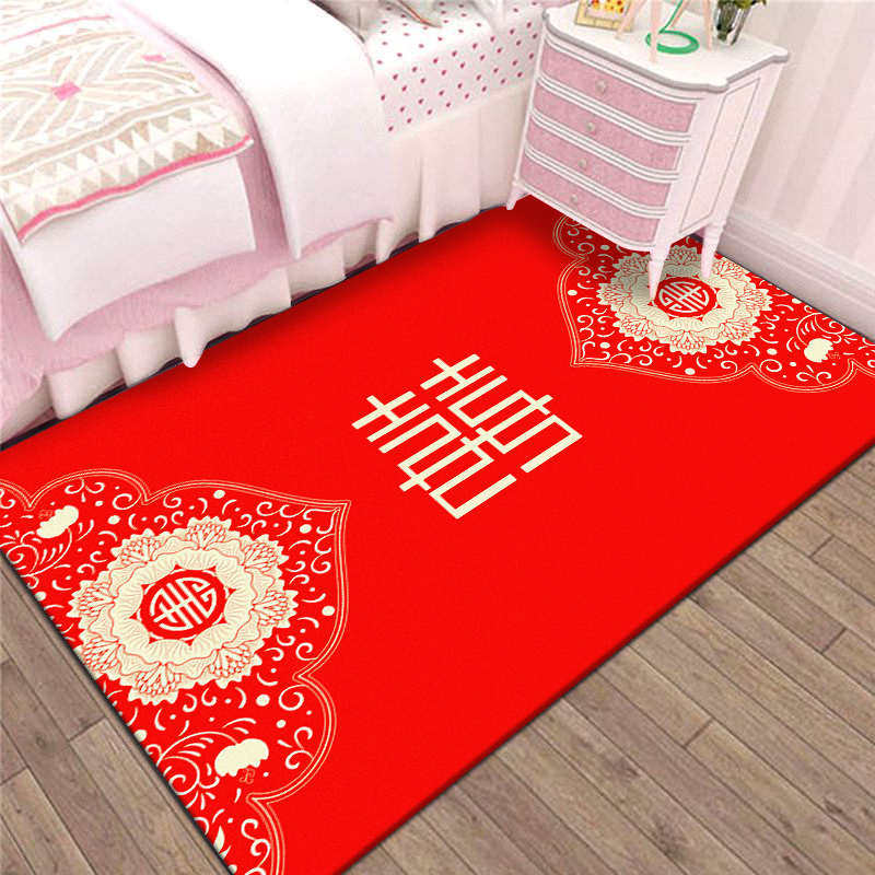结婚地毯卧室床边红色喜字喜庆浪漫婚房布置中式婚礼床尾婚庆地垫,居家布艺,地毯,淘宝优惠券,粉丝福利购,淘宝优惠卷