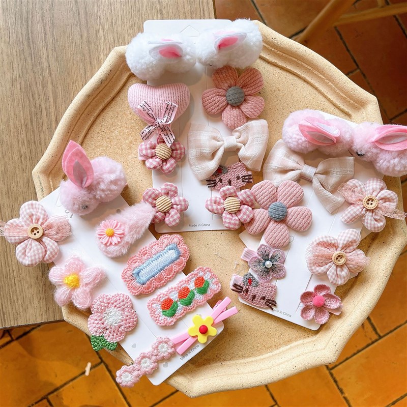 韩国儿童婴儿宝宝发夹可爱公主风小兔子发夹套装女童发饰头饰发卡