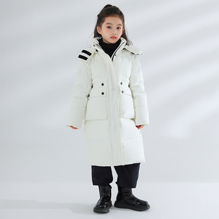 鹅小宝 2023冬季新款户外加厚鹅绒儿童长版羽绒服极寒外套
