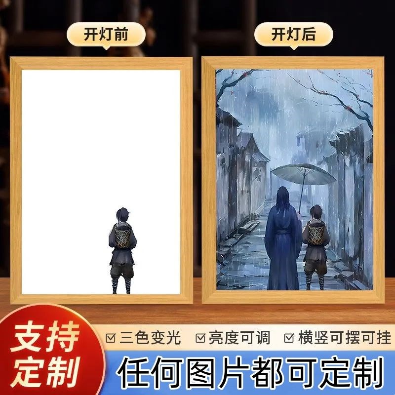 照片定制发光画diy灯光画订制相片床头相框动漫小夜灯藏字装饰画