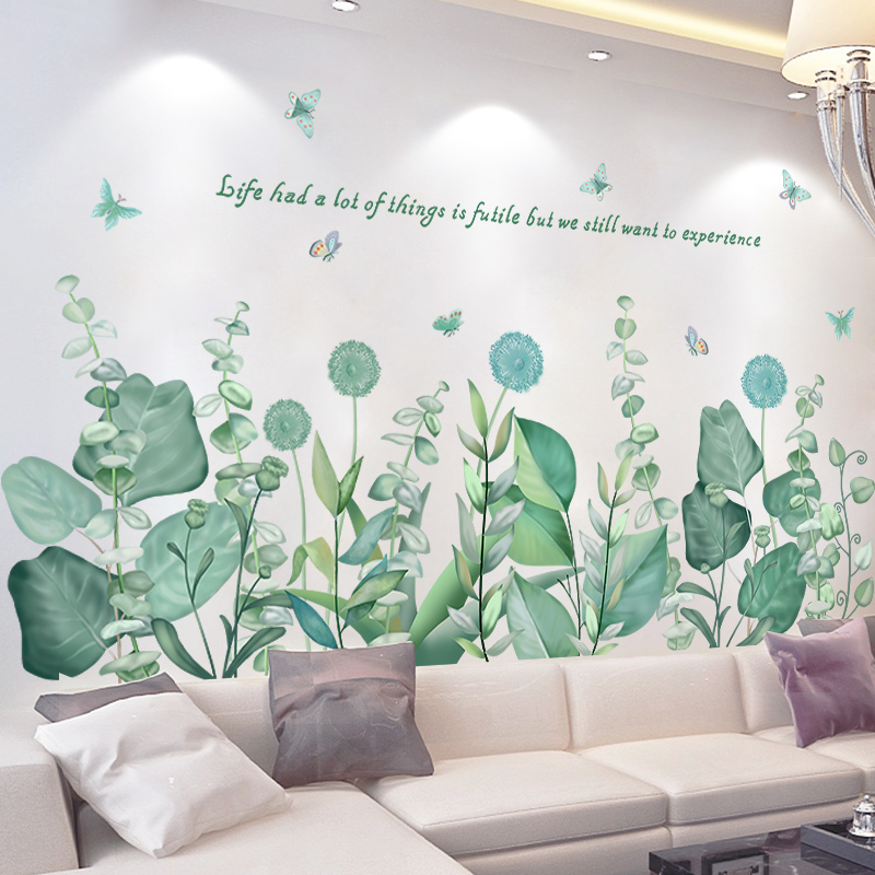 3d立体墙贴自粘墙纸卧室房间墙面装饰墙壁贴画墙上蓝色花朵贴纸