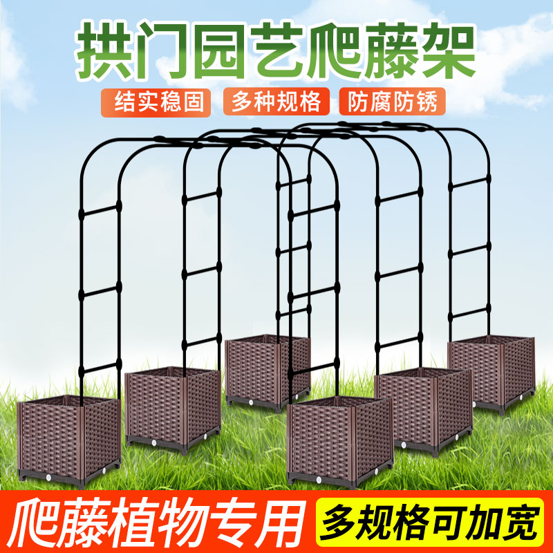 拱门花架铁艺拱形月季爬藤架铁线莲支撑杆攀爬支棍户外葡萄架支架