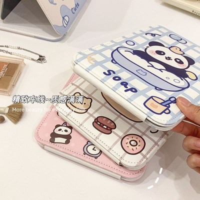 可爱折叠小镜子学生宿舍便携化妆镜台式桌面可立办公室家用梳妆镜