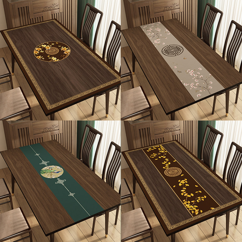 新中式桌布防水防油防烫免洗家用皮革餐桌垫中国风复古茶几台布,居家布艺,桌布,淘宝优惠券,粉丝福利购,淘宝优惠卷