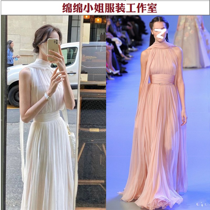 2025春夏白色连衣裙女仙女裙飘带显瘦大摆度假长裙海边森系温柔风