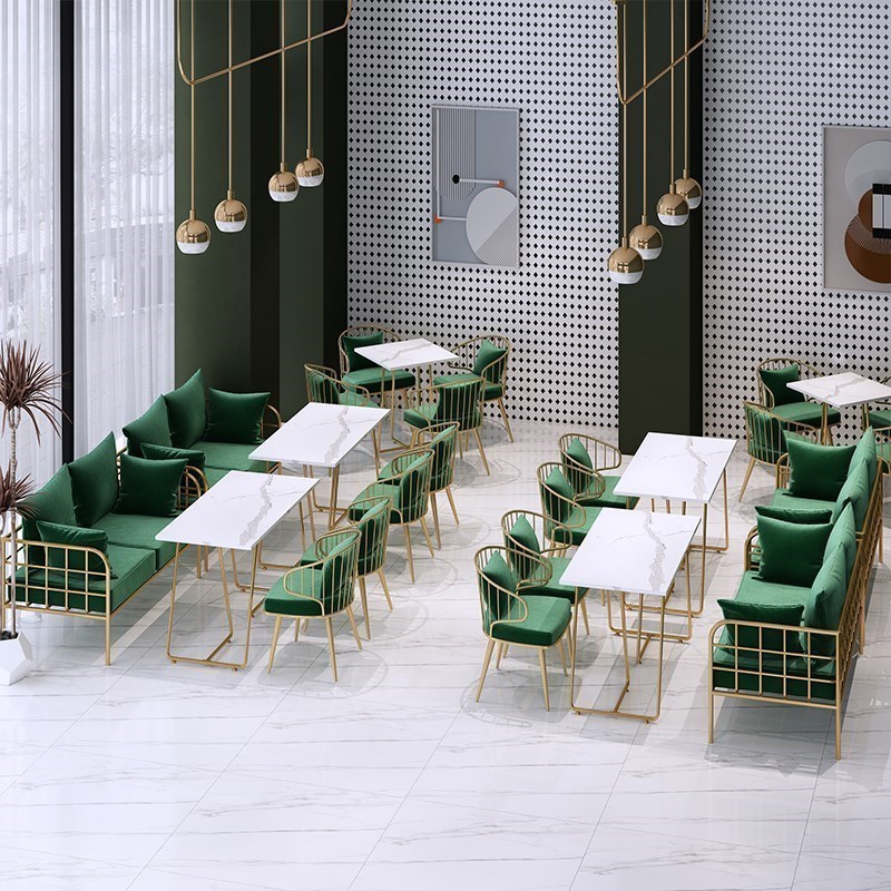 网红奶茶店桌椅组合简约咖啡厅甜品休息区西餐厅休闲清新沙发卡座