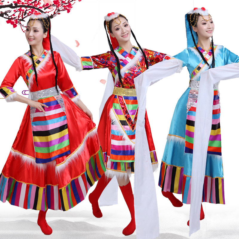 新款藏族舞蹈演出服装女 蒙古舞蹈服装少数民族表演服装 藏族水袖