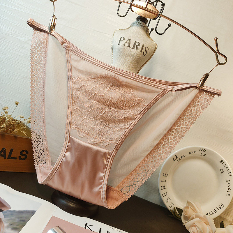 舒适轻薄性感蕾丝网纱拼接可伸缩腰带色丁裆部棉内裆中低腰内裤女,女士内衣/男士内衣/家居服,女三角裤,淘宝优惠券,粉丝福利购,淘宝优惠卷