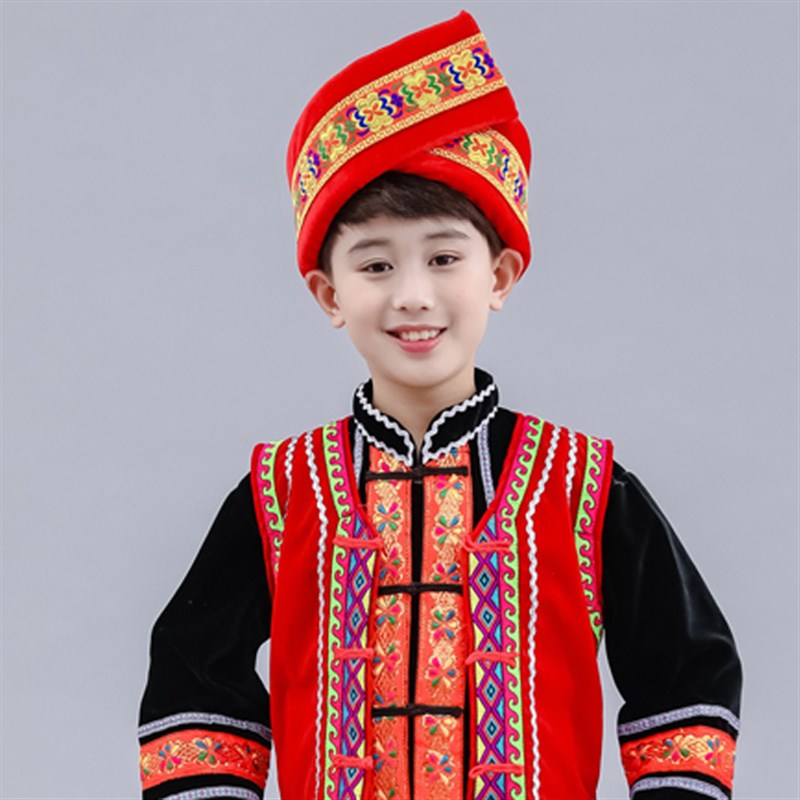 男童少数民族头饰广西壮族苗族傣族彝族小男孩演出服帽子特色饰品