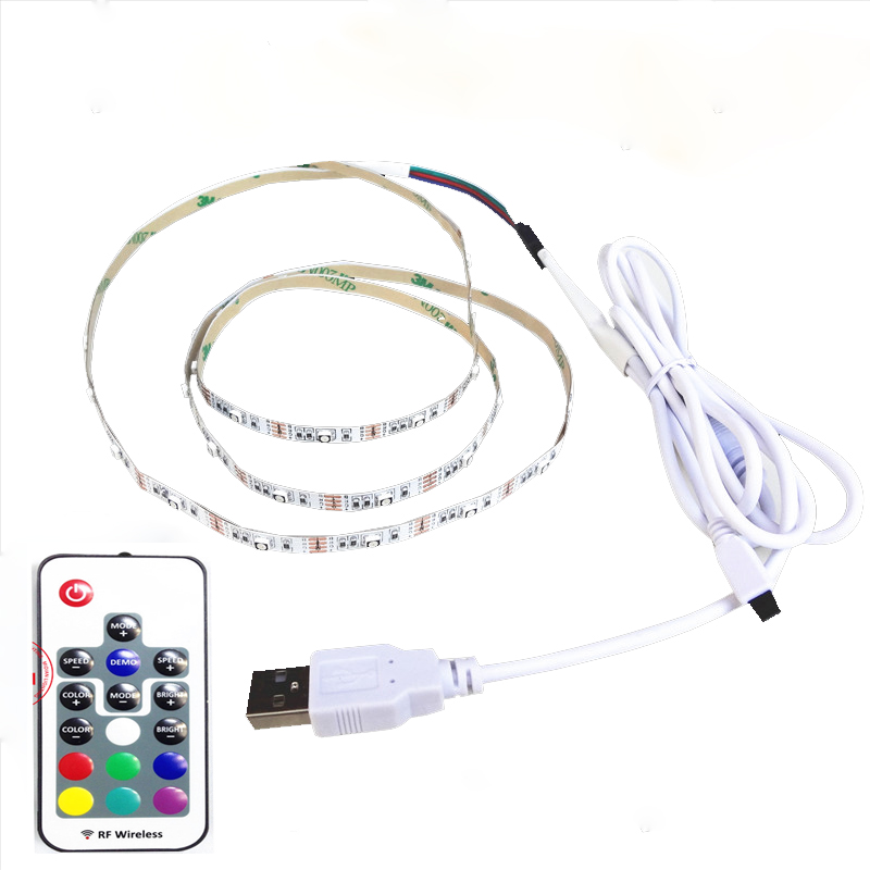 led七彩变色遥控灯带5v超亮防水usb灯带条电池盒纸雕氛围背景灯条