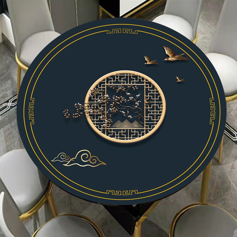 pvc圆形桌垫免洗防水软玻璃桌布垫中式简约圆形餐桌茶几保护垫