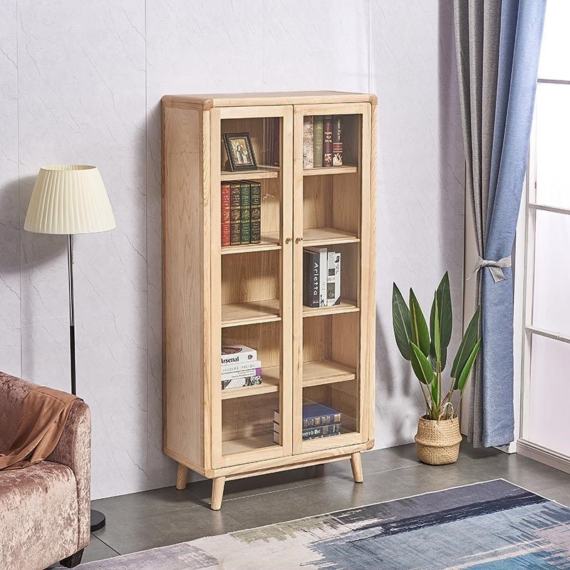 北欧实木书柜客厅原木玻璃门立柜白蜡木储物柜书房简约双门置物柜,住宅家具,单个书柜,淘宝优惠券,粉丝福利购,淘宝优惠卷