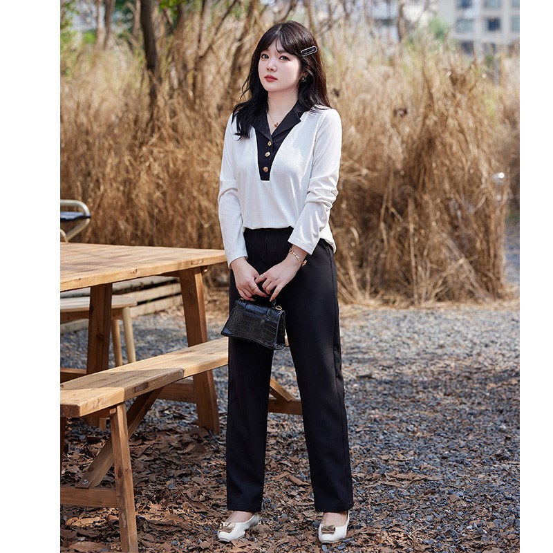 2024秋季新款大码女装西装裤直简垂感显瘦胖MM九分休闲西裤子。