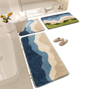 大江地垫奶油风浴室防滑地毯化妆室吸水门口脚垫家用厕所洗手台垫