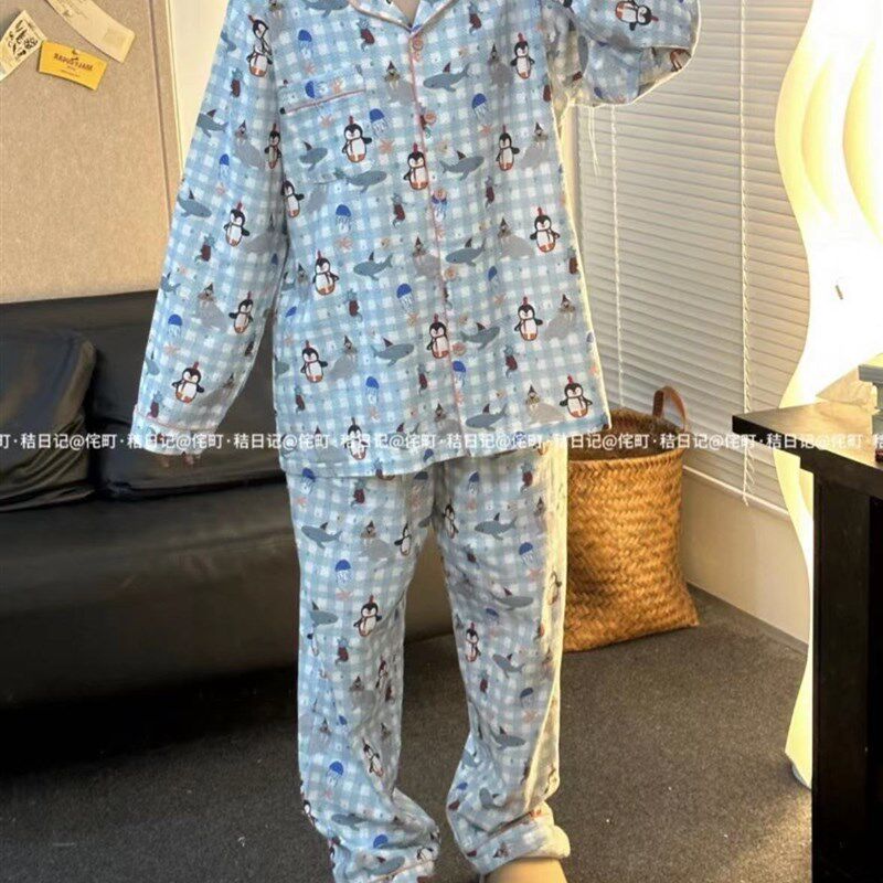 侘町秋冬海底世界纯棉睡衣少女卡通家居服可外穿套装居家休闲