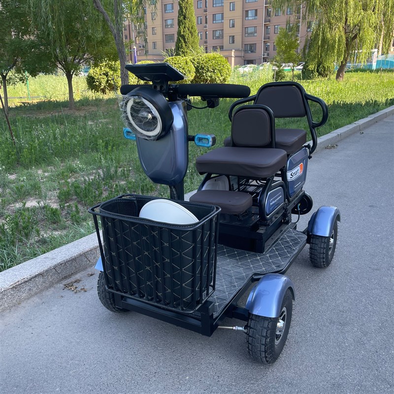 小巴士电动四轮车老年人成人滑板车电动车可进电梯C5双人电磁煞车