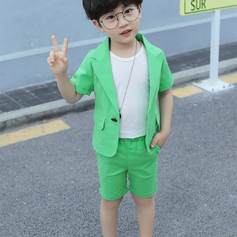 夏季儿童西服套装2020新款宝宝夏装薄款男童小西装花童礼服演出服
