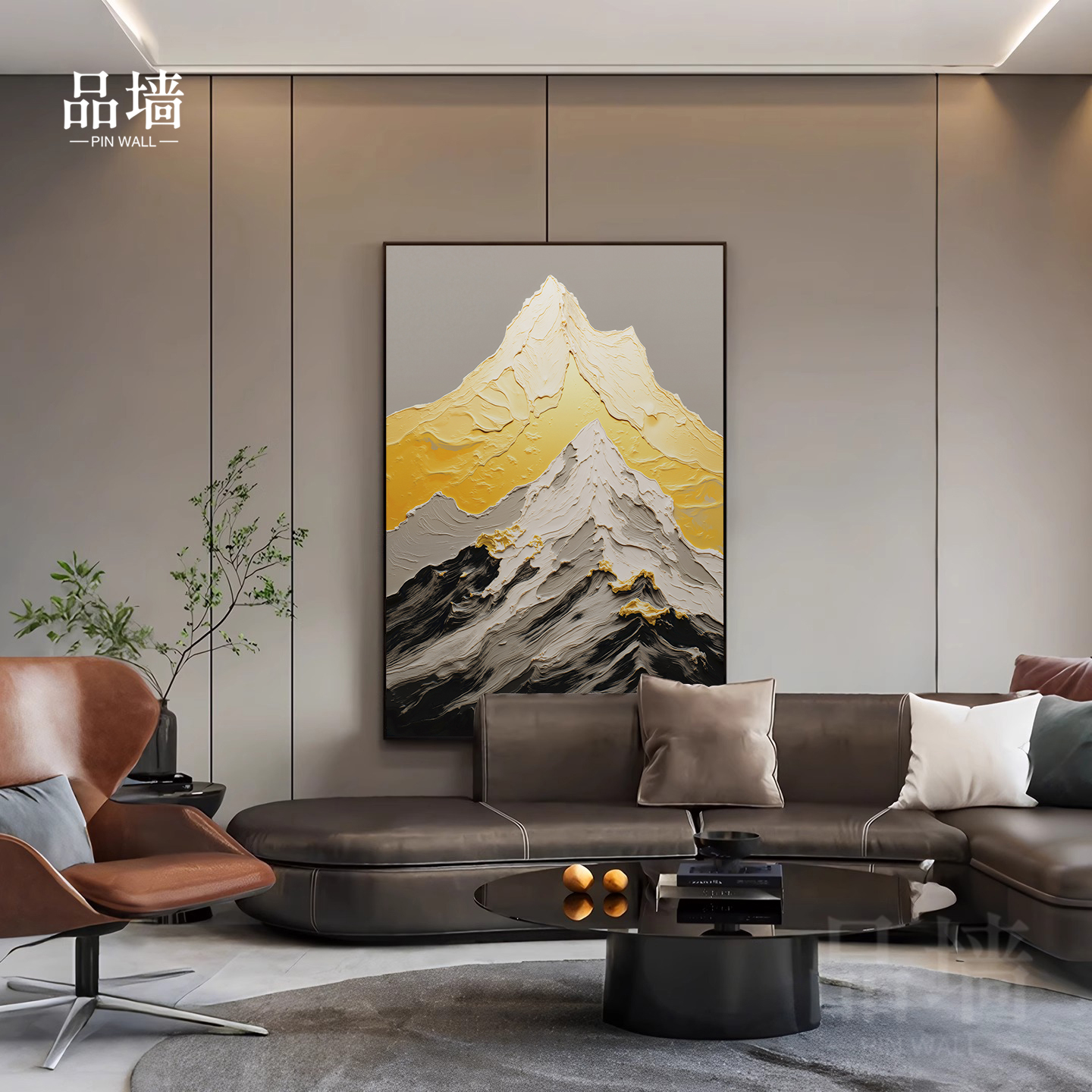 日照金山客厅装饰画 画沙发背景墙挂画 画高级感轻奢大气玄关过道