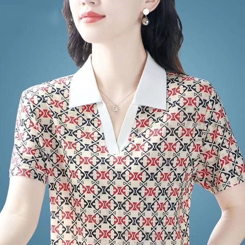 短袖t恤女2025夏季新款洋气中年妈妈polo衫夏装大码女士翻领上衣,女装/女士精品,大码内搭,淘宝优惠券,粉丝福利购,淘宝优惠卷