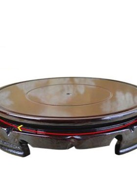 花瓶底座圆形木质陶瓷茶壶花盆佛像鱼缸奇石头实木摆件旋转景德镇