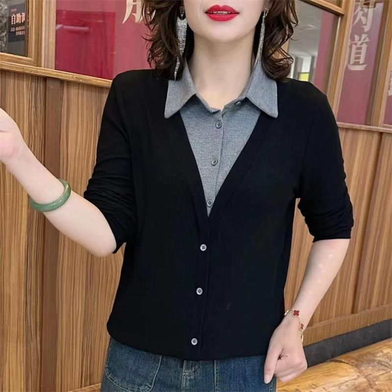 德绒妈妈装polo假两件t恤女加绒加厚打底衫上衣洋气大码卫衣外穿,女装/女士精品,大码内搭,淘宝优惠券,粉丝福利购,淘宝优惠卷