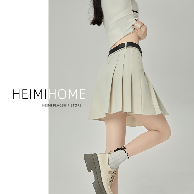 灰色西装半身裙女夏季新款防走光a字短裙小个子jk学院风百褶裙潮