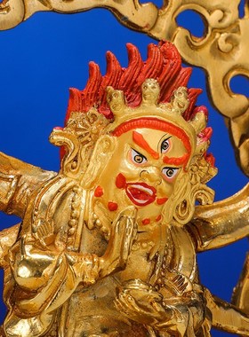 仿尼泊尔铜鎏金像六臂玛哈嘎拉像藏传大黑天财神摆件7寸9寸