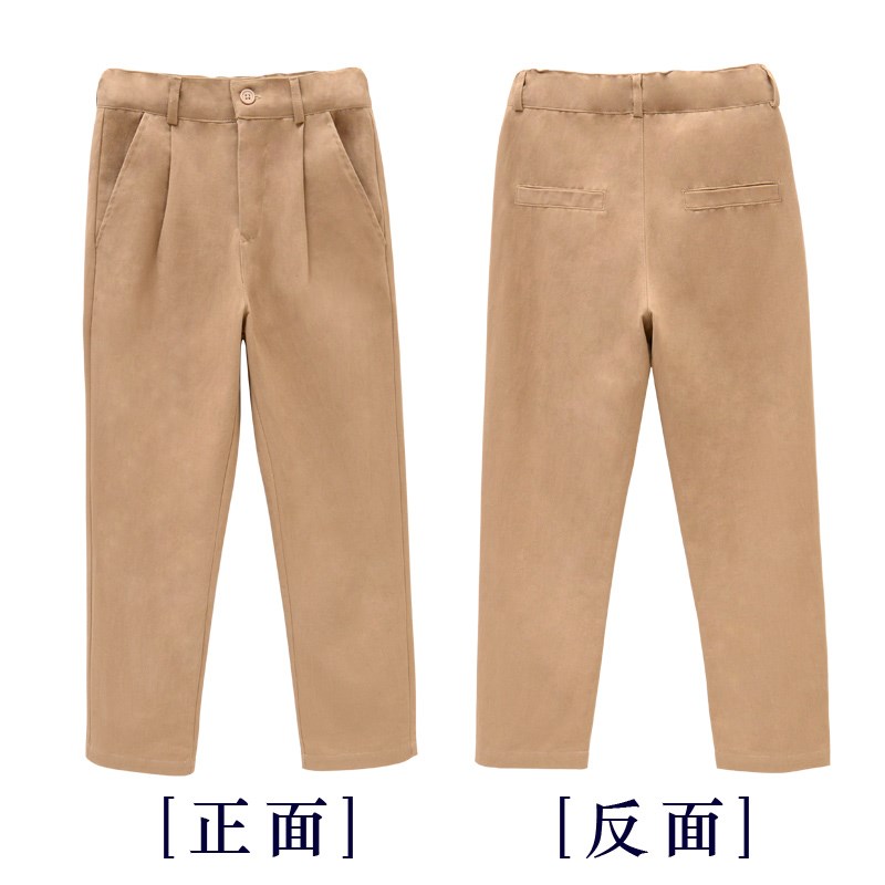 男童黑色西裤儿童纯棉长裤春秋中大童学生深蓝色校服裤白色西装裤