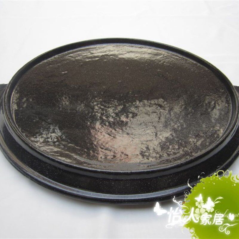 韩式亚光搪瓷圆拱形铸铁锅盖烧烤盘铁板烧烤肉牛排大烤锅烤炉43cm