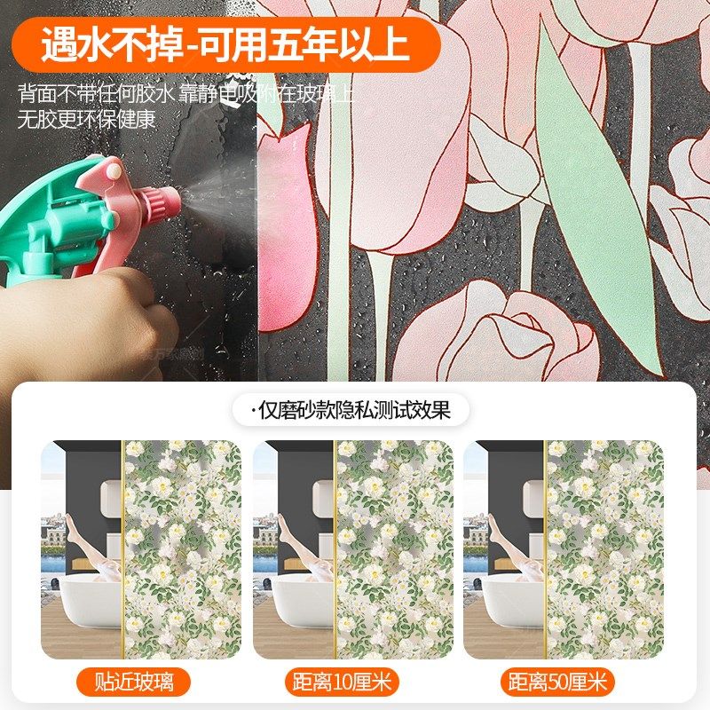 装万家小清新花卉装饰客厅隔断贴厕所玻璃门贴纸浴室窗户防窥膜,家居饰品,玻璃膜/贴,淘宝优惠券,粉丝福利购,淘宝优惠卷