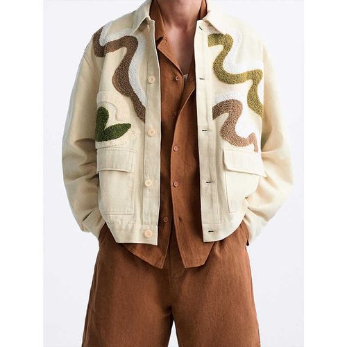 柜699!ZA秋季新品男装凸饰补丁工装户外翻领夹克外套0881310 250