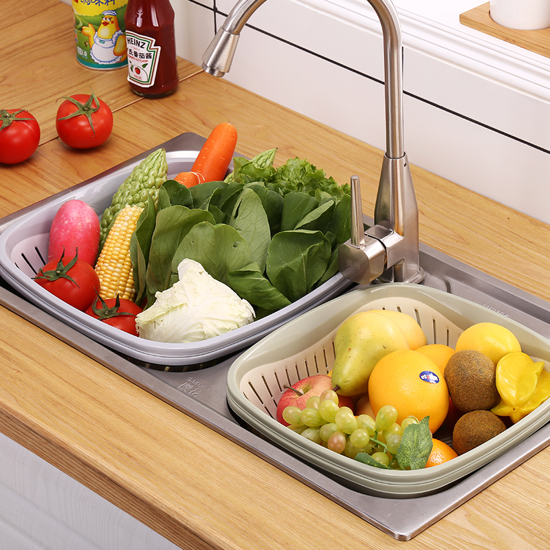 双层塑料沥水篮洗菜盆洗菜篮厨房家用创意洗菜蓝水果蔬菜蓝洗菜盆