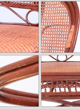 真藤编小阳台三件套腾椅茶几组合靠背椅子单人休闲老人家用办公椅