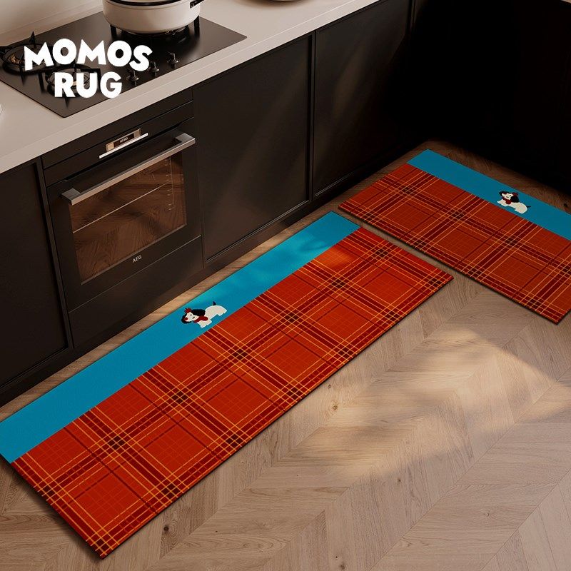 牛仔狗狗厨房地垫家用耐脏红色卡通可爱吸水吸油防滑耐脏脚垫门垫,居家布艺,厨房地垫,淘宝优惠券,粉丝福利购,淘宝优惠卷