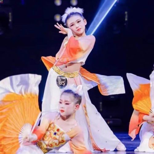 小狐仙舞蹈演出服儿童俏灵狐表演服装俏红狐扇子舞古典舞服女六一