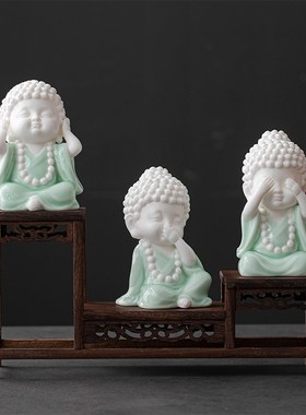 久造新中式可爱四不小如来摆件创意陶瓷宝宝佛茶宠桌面装饰工艺品