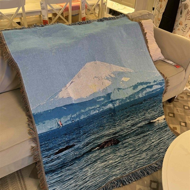 海边富士山风景毯治愈系单人沙发毯四季盖毯午睡毯露营毯墙面挂毯,居家布艺,挂毯/壁毯,淘宝优惠券,粉丝福利购,淘宝优惠卷