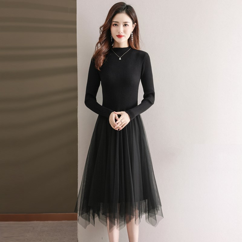 加厚毛衣裙女秋冬季2024年新款气质针织内搭长款配大衣打底连衣裙