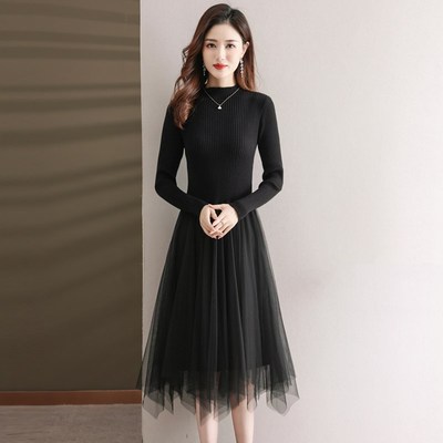 加厚毛衣裙女秋冬季2024年新款气质针织内搭长款配大衣打底连衣裙
