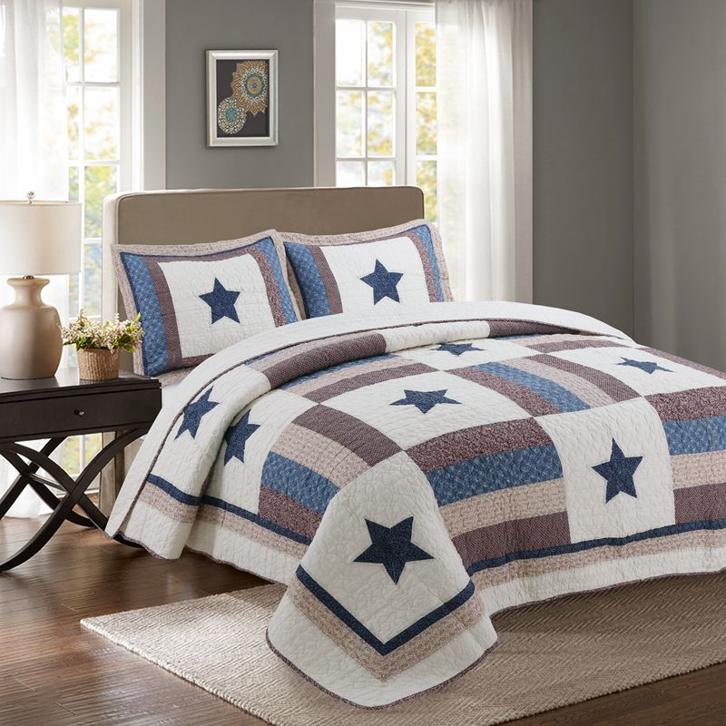 美版手工拼接床盖三件套特大绗缝被加大炕单铺盖空调被夹棉床单