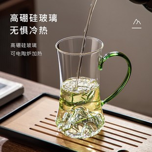 加厚绿茶杯创意喝水杯子 泡茶杯玻璃杯家用大容量水杯耐高温夏季