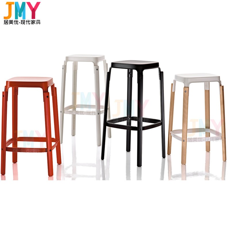 北欧实木金属吧凳家用吧台椅前台椅时尚铁艺高脚凳吧凳简约酒吧椅