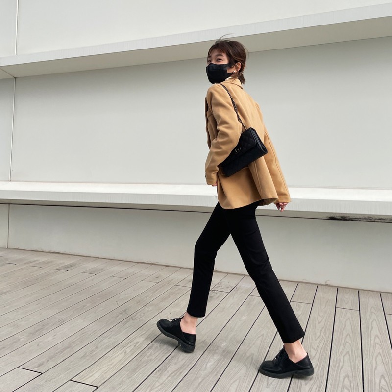 小直筒裤女九分2021秋冬加厚高腰显瘦加绒黑裤休闲铅笔烟管西装裤