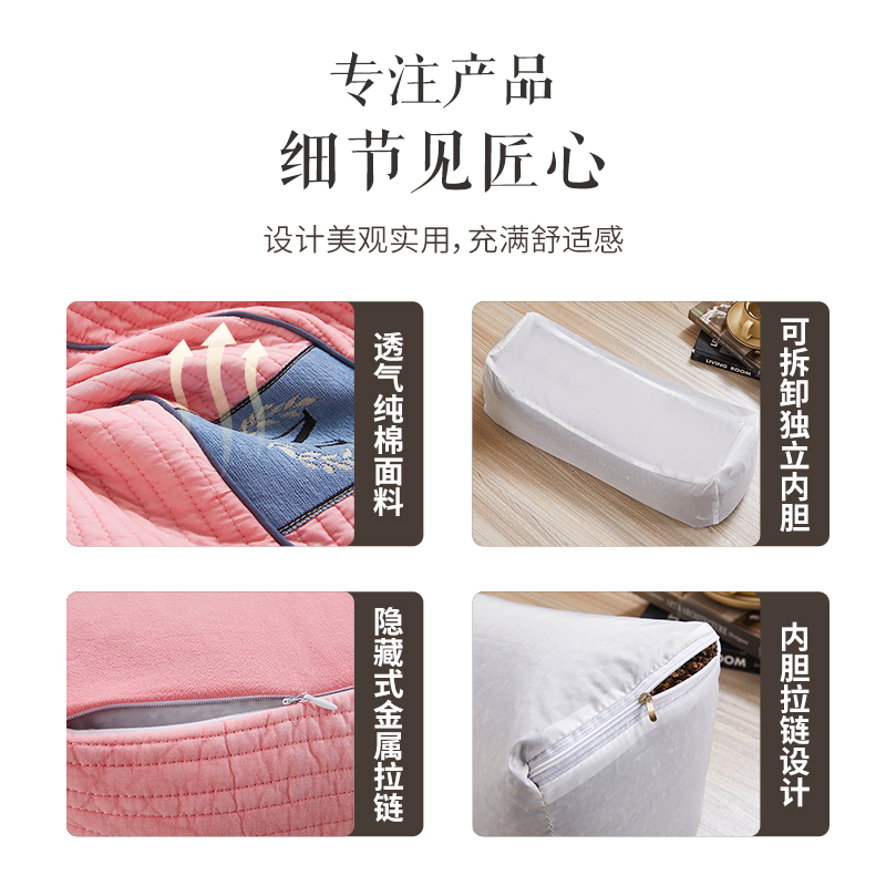 艾洛琳全荞麦皮枕头单人纯棉护颈高枕成人助睡眠硬枕芯加大老虎枕