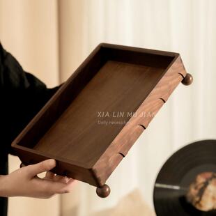 入门玄关钥匙置物架高级感落地进门口鞋柜上方放香水收纳托盘实木