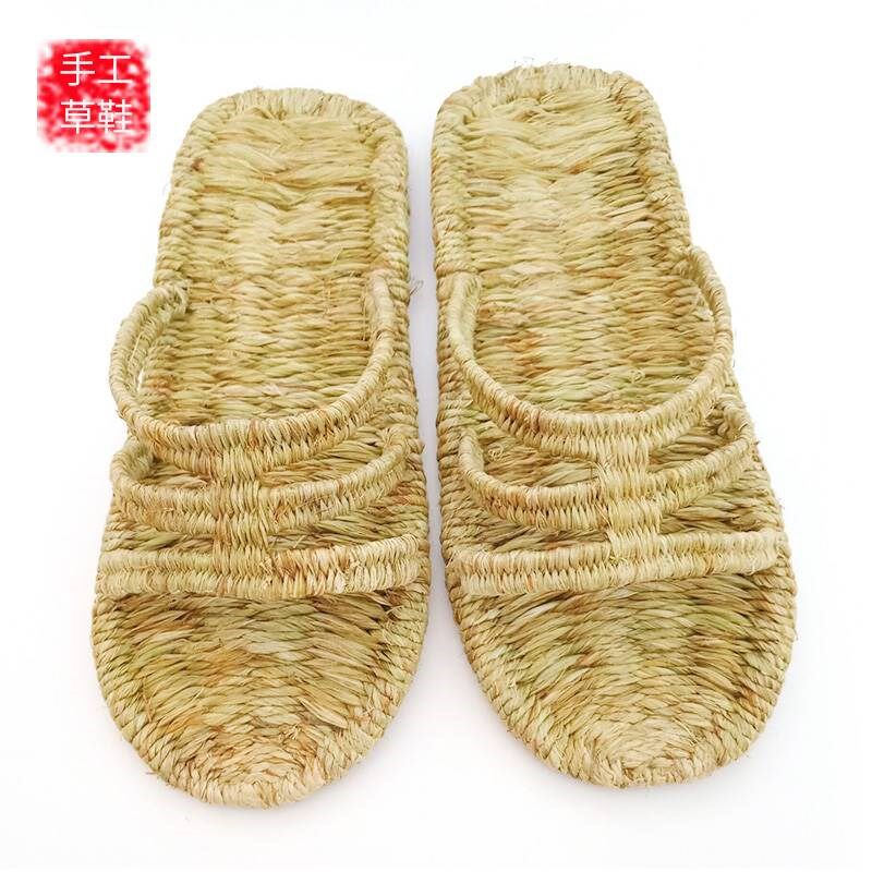 草鞋拖鞋外穿素亚麻懒人拖男藤草纯手工复古名族风中国风休闲凉鞋