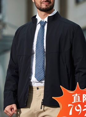 灰客户外男士春秋m战术保暖夹克软壳衣立领外套通勤硬汉防防泼水